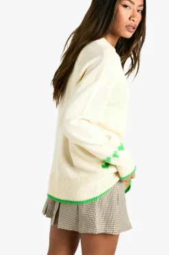 Oversized Jumpers|Jumpers*boohoo Oversized Heart & Bow Jumper green