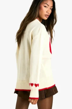 Oversized Jumpers|Jumpers*boohoo Oversized Heart Jumper cream