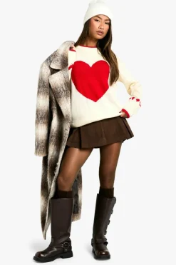 Oversized Jumpers|Jumpers*boohoo Oversized Heart Jumper cream