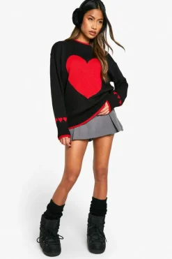 Oversized Jumpers|Jumpers*boohoo Oversized Heart Jumper black