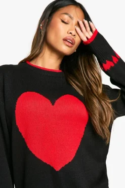 Oversized Jumpers|Jumpers*boohoo Oversized Heart Jumper black