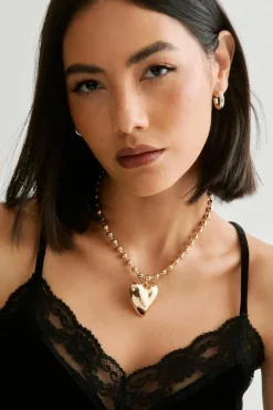 Necklaces*NastyGal Oversized Heart Necklace gold