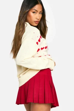 Oversized Jumpers|Jumpers*boohoo Oversized Hearts Jumper white