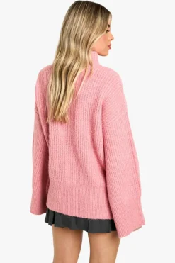 Oversized Jumpers|Jumpers*boohoo Oversized High Neck Knitted Jumper pink
