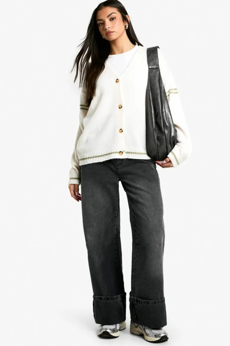 Cardigans|Knitwear*boohoo Oversized Knitted Boyfriend Cardigan cream