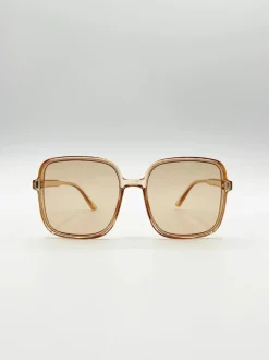 Sunglasses*SVNX Oversized Lightweight Square Frame Sunglasses in Light Brown