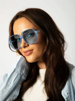 Sunglasses*SVNX Oversized Lightweight Square Frame Sunglasses in Blue