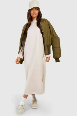 T-Shirt Dresses|Shirt Dresses*boohoo Oversized Long Sleeve Midaxi T-shirt Dress stone