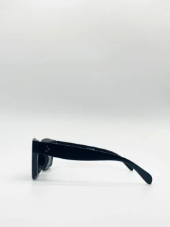 Sunglasses*SVNX Oversized Matte Crystal Frame Cateye Sunglasses Black