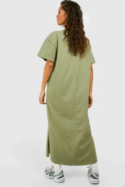 T-Shirt Dresses|Shirt Dresses*boohoo Oversized Midaxi T-shirt Dress khaki
