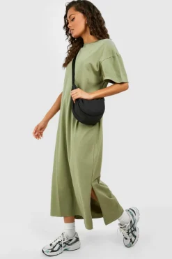T-Shirt Dresses|Shirt Dresses*boohoo Oversized Midaxi T-shirt Dress khaki