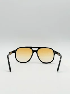 Sunglasses*SVNX Oversized Navigator Sunglasses in with Orange Lenses Black