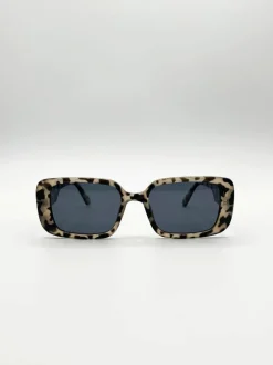 Sunglasses*SVNX Oversized Rectangle Sunglasses in Animal Print Dark Grey