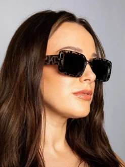 Sunglasses*SVNX Oversized Rectangle Sunglasses in Animal Print Dark Grey