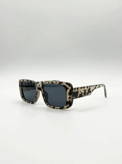 Sunglasses*SVNX Oversized Rectangle Sunglasses in Animal Print Dark Grey