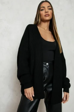 Oversized Jumpers|Cardigans*boohoo Oversized Rib Cardigan black
