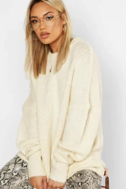 Oversized Jumpers*boohoo Oversized Rib Knit Boyfriend Jumper sand