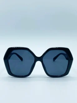 Sunglasses*SVNX Oversized Rounded Angular Sunglasses in Black