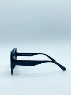 Sunglasses*SVNX Oversized Rounded Angular Sunglasses in Black