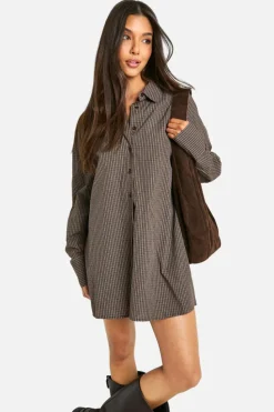 Shirt Dresses|Mini Dresses*boohoo Oversized Shirt Dress chocolate