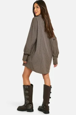 Shirt Dresses|Mini Dresses*boohoo Oversized Shirt Dress chocolate