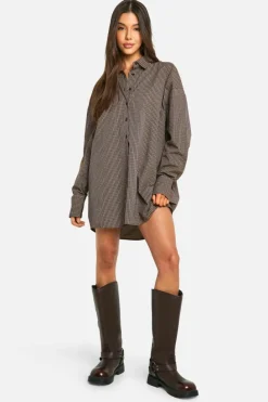 Shirt Dresses|Mini Dresses*boohoo Oversized Shirt Dress chocolate