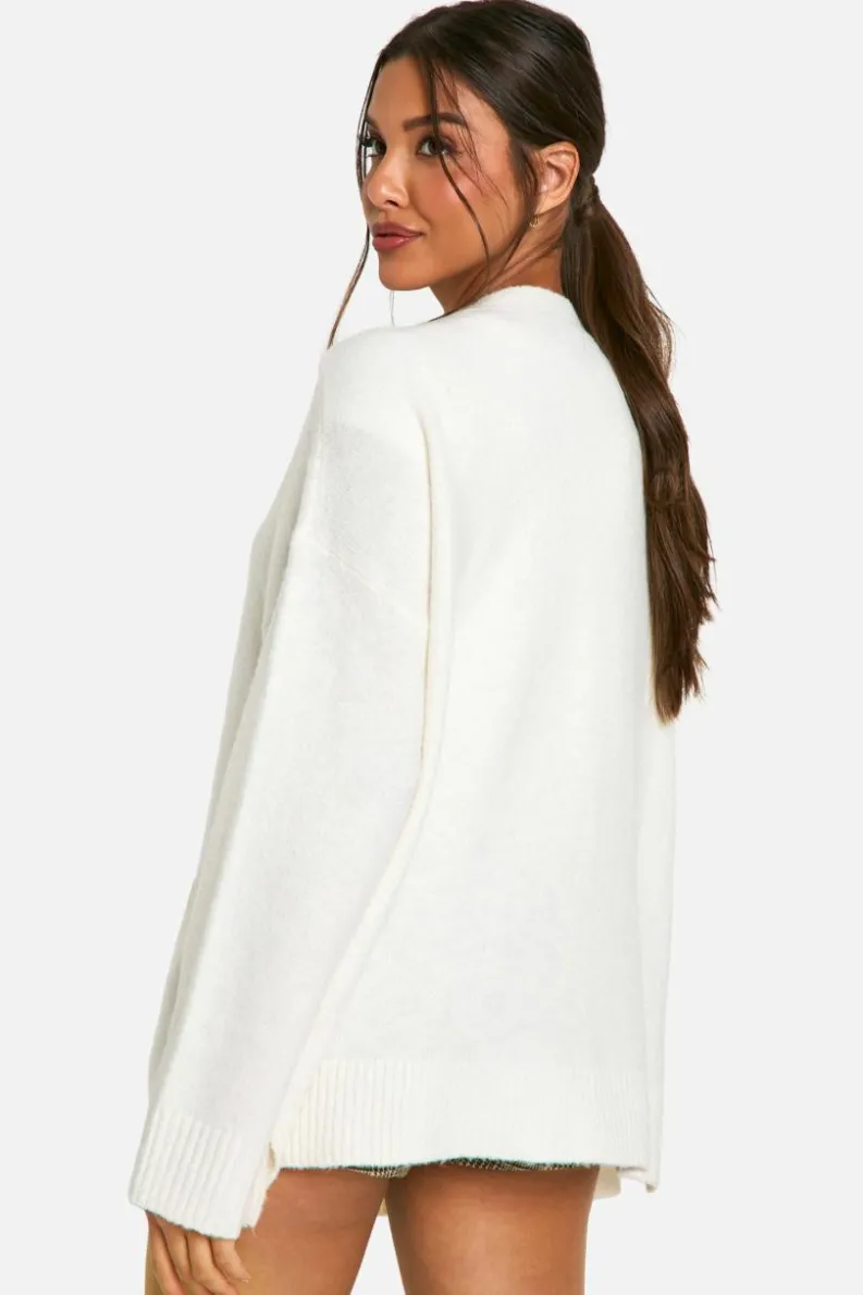 Cardigans|Knitwear*boohoo Oversized Soft Knit Boyfriend Cardigan cream