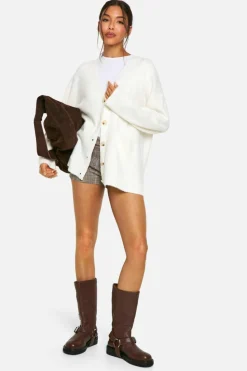 Cardigans|Knitwear*boohoo Oversized Soft Knit Boyfriend Cardigan cream