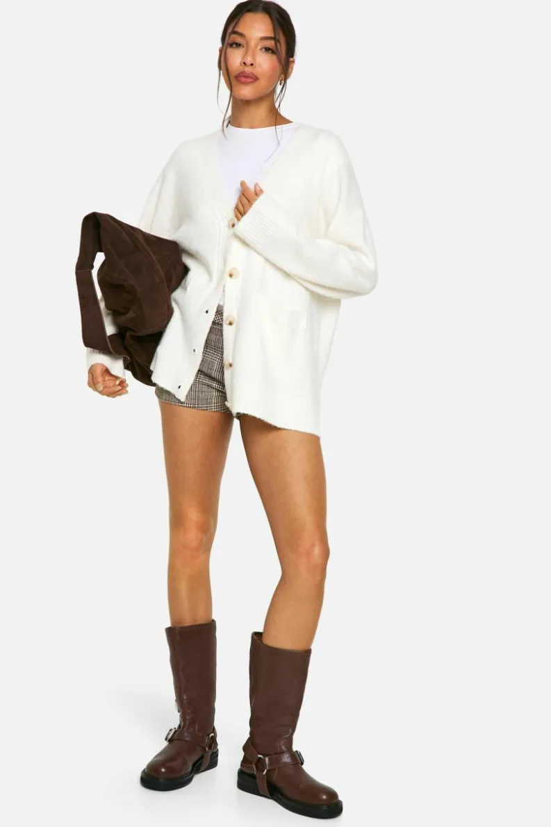 Cardigans|Knitwear*boohoo Oversized Soft Knit Boyfriend Cardigan cream