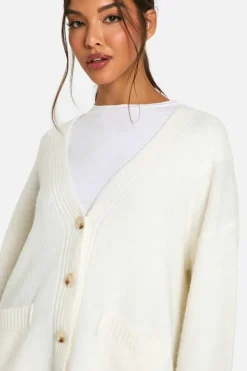 Cardigans|Knitwear*boohoo Oversized Soft Knit Boyfriend Cardigan cream