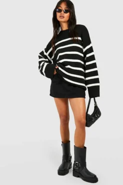 Oversized Jumpers|Jumpers*boohoo Oversized Soft Knit Stripe Jumper black