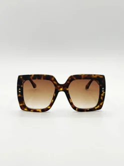 Sunglasses*SVNX Oversized Square Frame in Brown Tortoiseshell Dark Brown