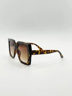 Sunglasses*SVNX Oversized Square Frame in Brown Tortoiseshell Dark Brown