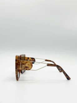 Sunglasses*SVNX Oversized Square Sunglasses With Temple Frame Detail Brown