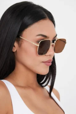 Sunglasses*My Accessories London Oversized Square Sunglasses Gold