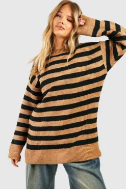 Oversized Jumpers*boohoo Oversized Stripe Jumper camel