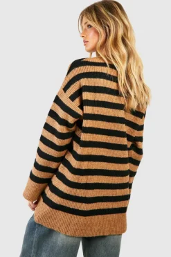 Oversized Jumpers*boohoo Oversized Stripe Jumper camel