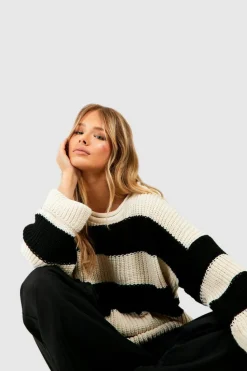 Oversized Jumpers*boohoo Oversized Stripe Jumper black