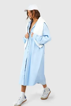 Shirt Dresses|Midi Dresses*boohoo Oversized Utility Midi Shirt blue
