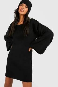 Jumper Dresses|Jumper Dresses*boohoo Oversized Wide Sleeve Jumper Dress black