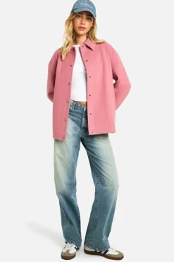 Up To 80% Off Winter Warmers|Coats & Jackets*boohoo Oversized Wool Look Shacket pink