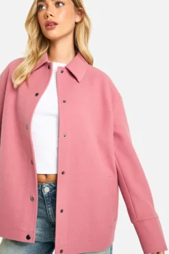 Up To 80% Off Winter Warmers|Coats & Jackets*boohoo Oversized Wool Look Shacket pink