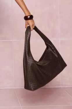 Handbags|Tote Bags*boohoo Oversized Woven Tote Bag chocolate