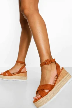 Wedges|Sandals*boohoo Padded Crossover Wedge tan