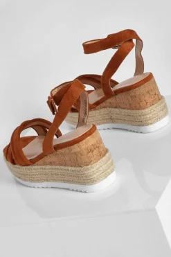Wedges|Sandals*boohoo Padded Crossover Wedge tan