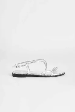 Flats|Sandals*boohoo Padded Skinny Strap Flat Sandals silver