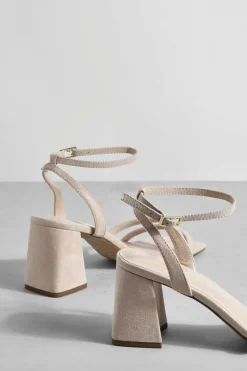 Heels*boohoo Padded Strap 2 Part Mid Block Heels nude