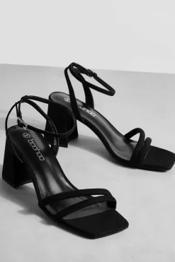 Heels*boohoo Padded Strap 2 Part Mid Block Heels black