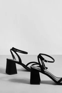 Heels*boohoo Padded Strap 2 Part Mid Block Heels black