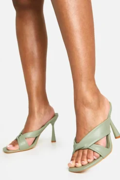 Sandals|Heels*boohoo Padded Twist Front Heeled Mules sage